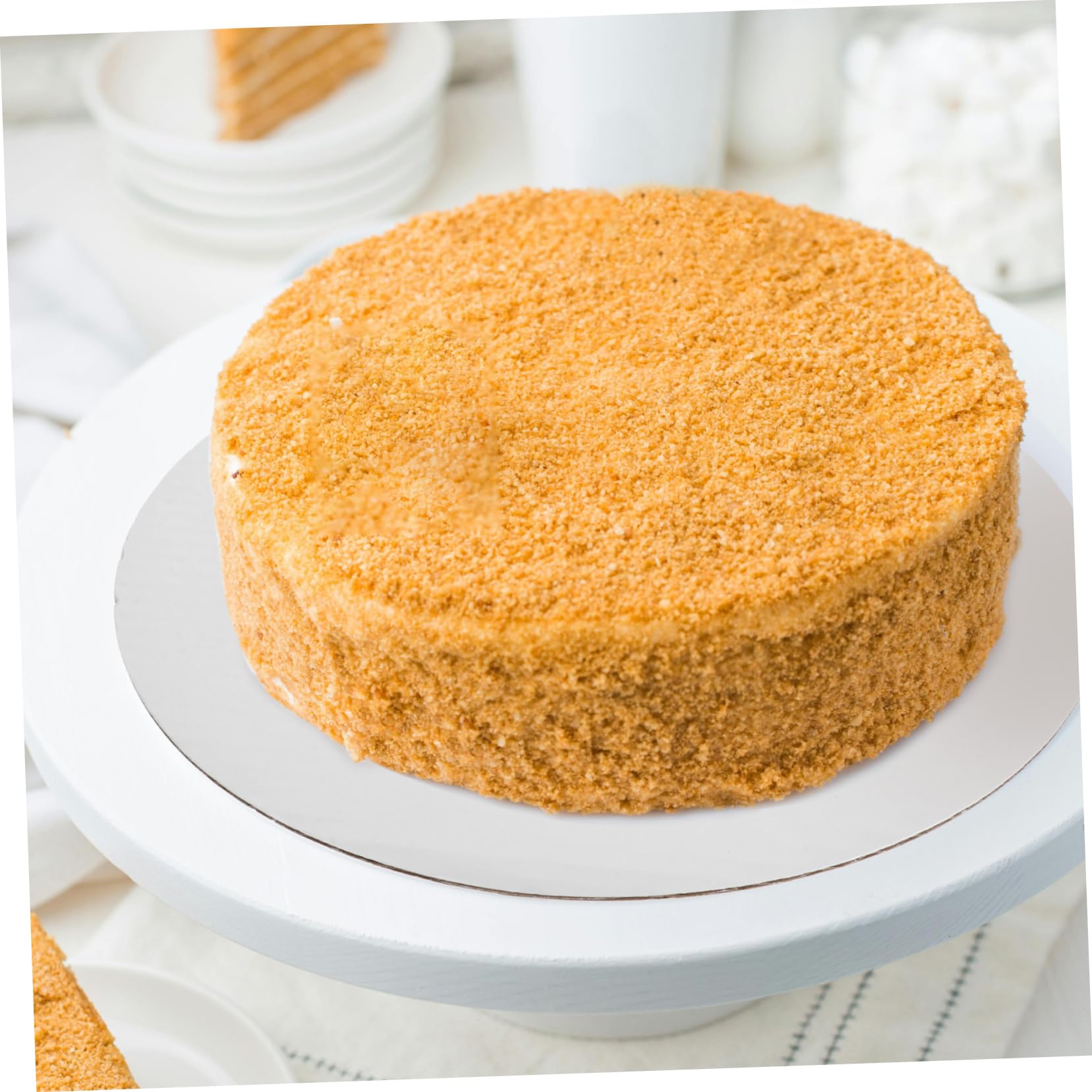 Amosfun Plateaux à Gâteaux Ronds Blancs en Papier, 30 Pièces, Support