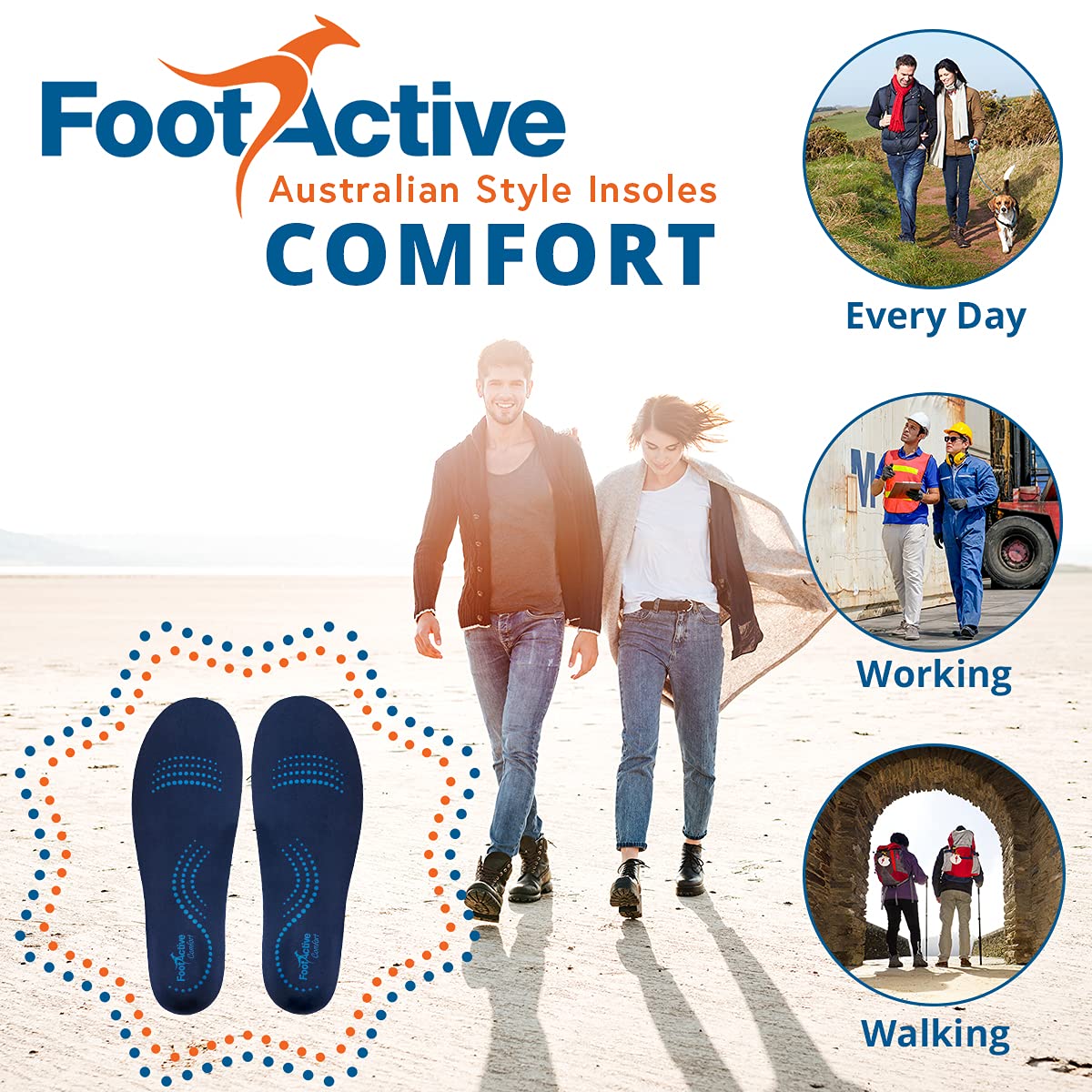 FootActive Solette ortopediche ortopediche di sostegno dell'arco plantare con il massimo comfort e assorbimento degli urti per sport, atletica, tempo libero, lavoro e gioco