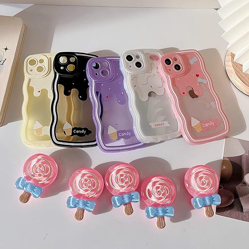 Miniatura 4 de Funda compatible con iPhone 11 de 6.1 pulgadas, bonita funda de TPU suave y transparente con forma de marco ondulado y anillo de caramelo,