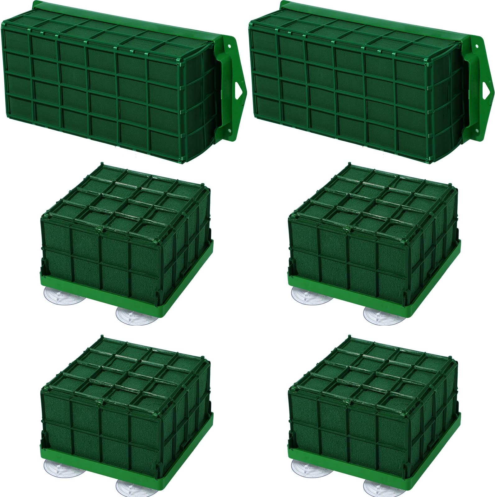 6 Pcs Floral Foam Cage Rectangle and Square Flower Holder with Floral Foam Flower Arrangements Supplies Cage Floral Foam for Flowers Wedding Decor, 11.8 x 4.7 x 3.2 Inches and 4.3 x 4.3 x 3.5 Inches