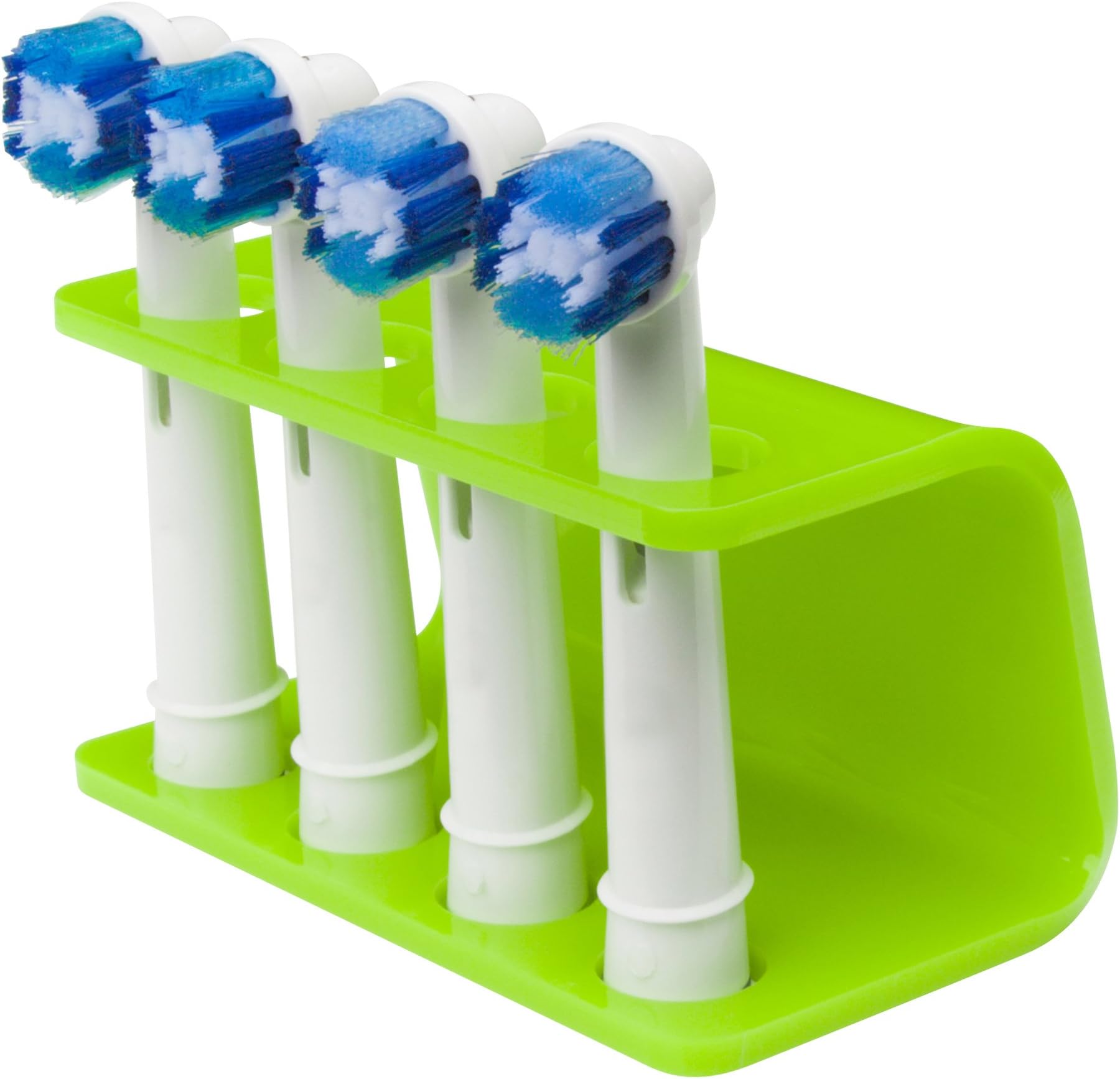 Seemii Electric Toothbrush Head Holder Head Stand Holds 1, 2, 3 or 4 Electric Toothbrush Heads, Lime Green Acrylic 4 Head Holder Fits Oral-B Heads Great Bathroom Accessory Good Dental Hygiene