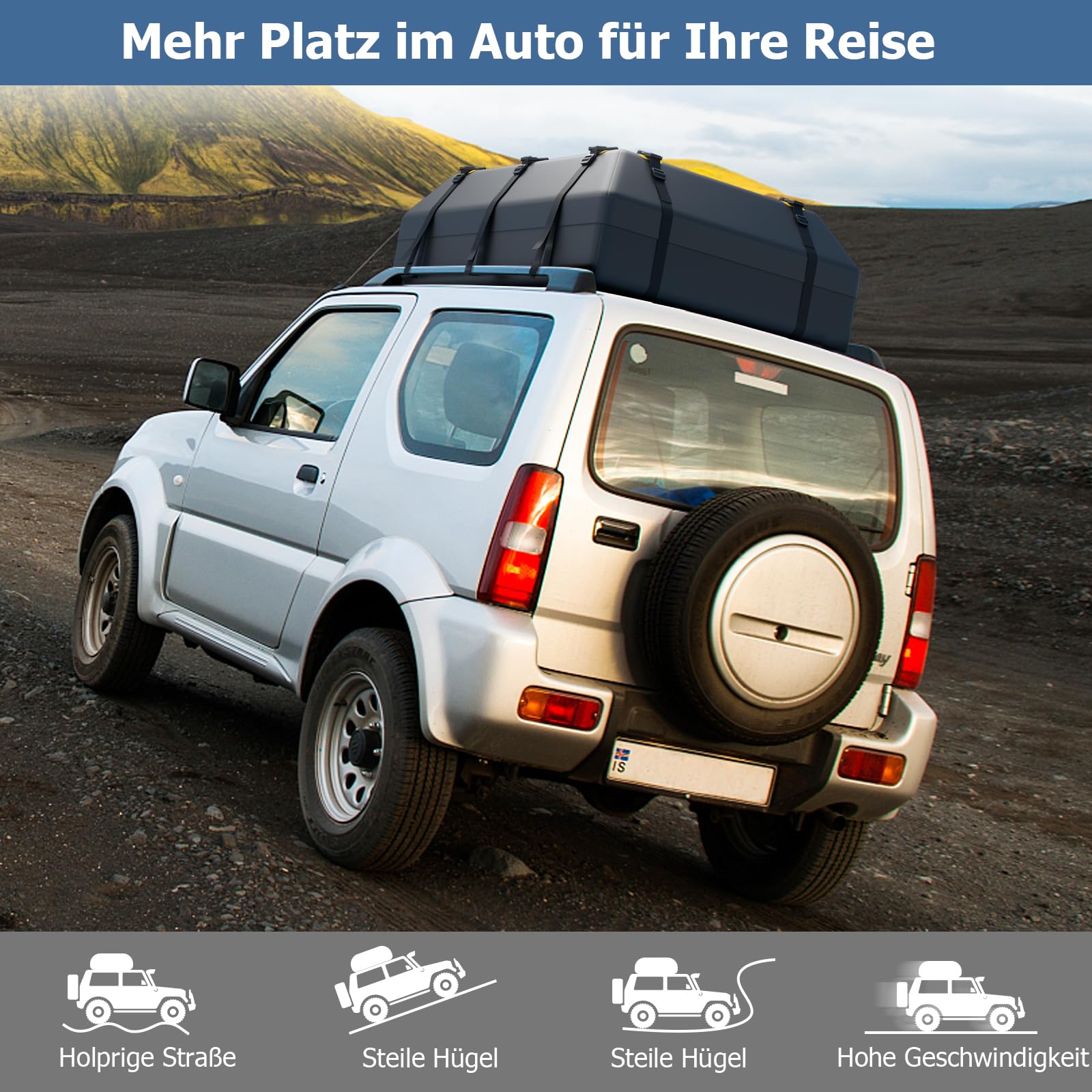 GOPLUS 600L Auto Dachbox, wasserdichte Dachtasche für Autos mit/ohne Gepäckträger, Gepäckbox mit Rutschfester Matte & 6 Türhaken, Aufbewahrungsbox für Reisen und Gepäcktransport (600L)