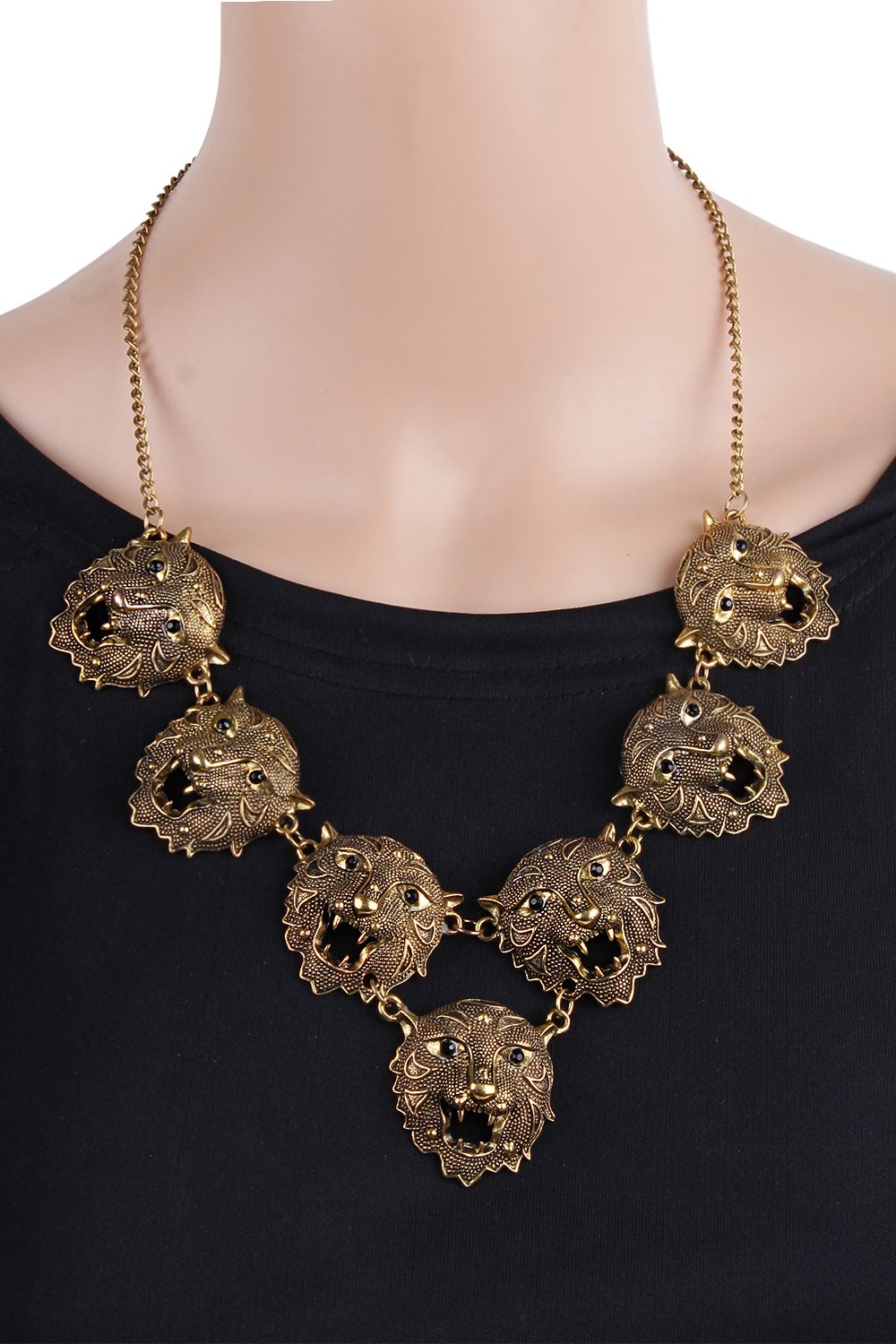 Shining Diva Multiple Tiger Statement Necklace, Gift for Her