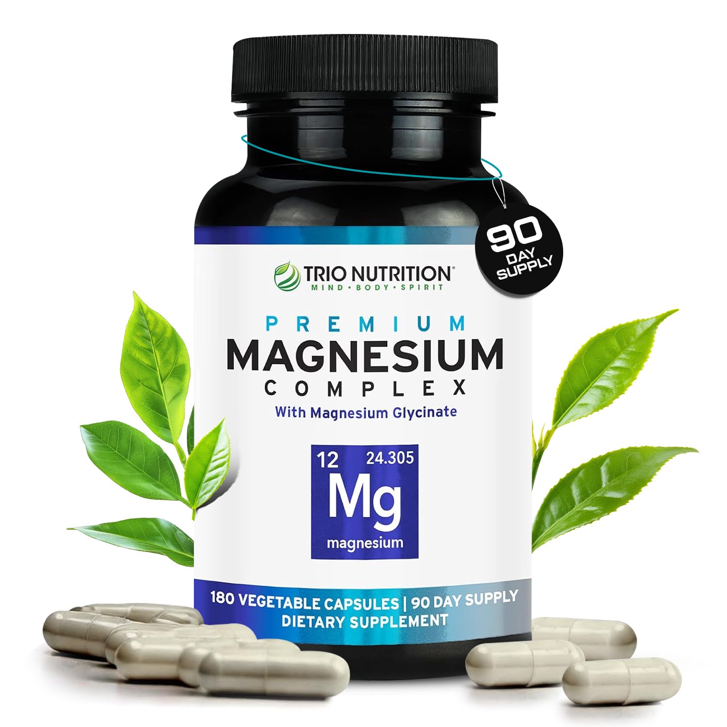 TRIO NUTRITION Magnesium Glycinate Complex with Vitamin B6, 180 Capsules