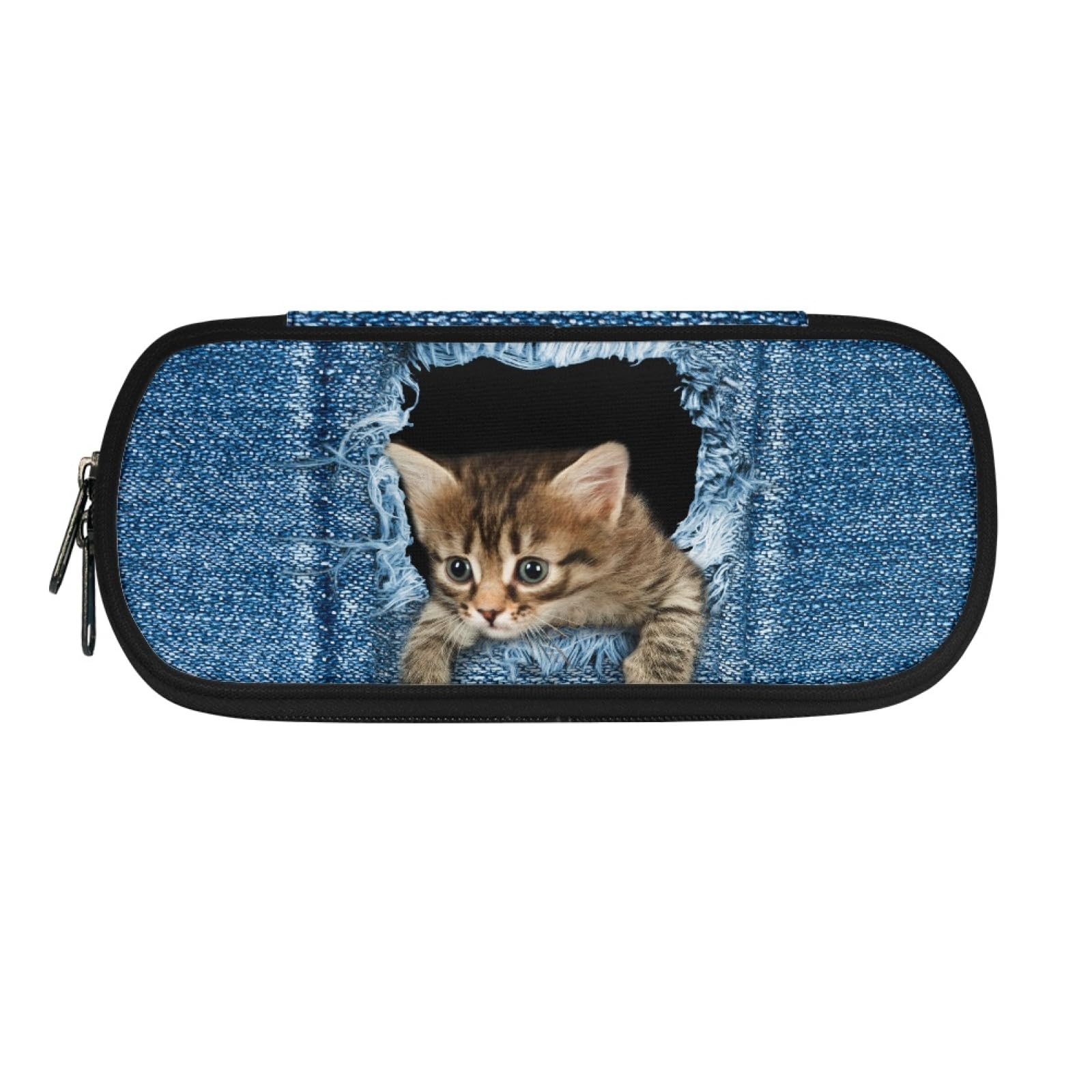 Howilath Cute Kitten Cat Pen Case for Boys Girls, Large Pencil Pouch Kids School Stationery Organizer Pen Holder Pouch Pencil Box