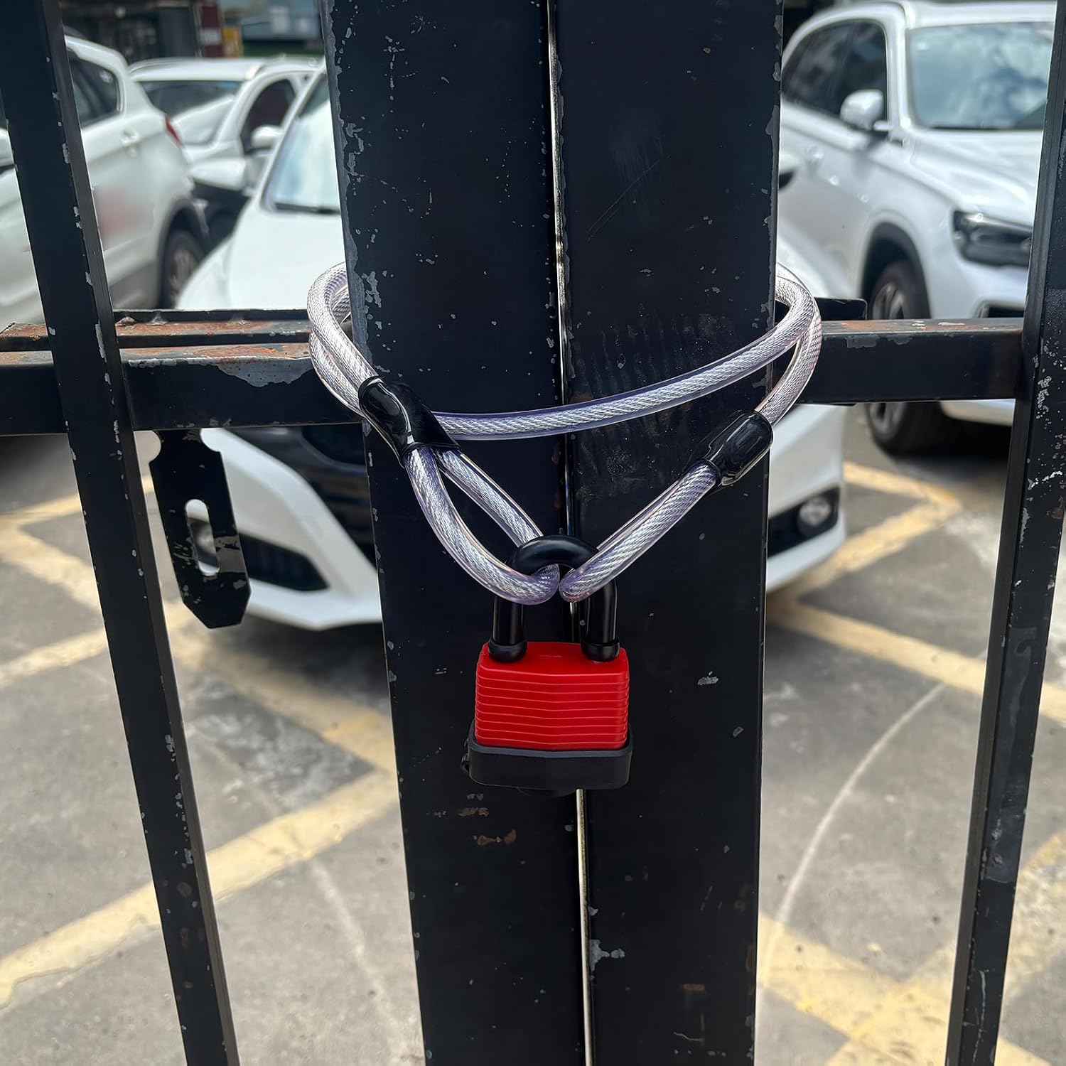 Cable Lock 4ft / 1.2 Meters Long - Steel Cable 1.2 m / 47” for Bicycle with Hook and Loop Fasteners - Steel Cable 4 feet for Courtyard Gate & as Bike Lock - with Easy Locking-Mechanism