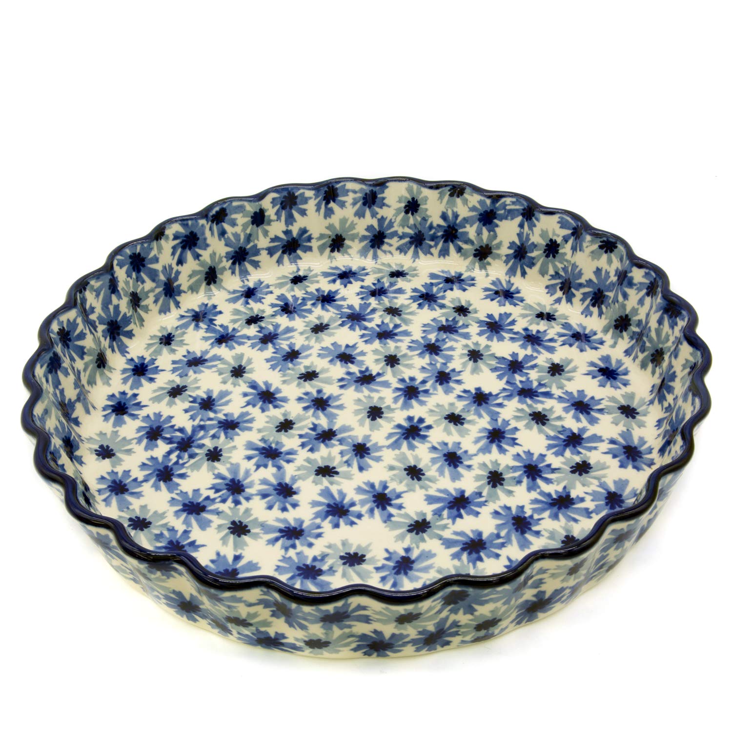 Bunzlauer keramik Tarte- oder Quicheform 26,5 cm (Dekor Kornblumen)