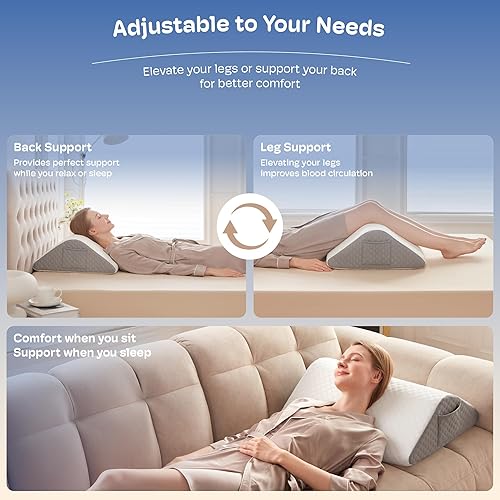 Miniatura 3 de Almohada de cuña de rodilla, almohadas de elevación de piernas para después de la cirugía, almohada triangular para soporte de tobillo, almohada de