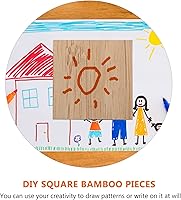 Vista 5 de EXCEART Hojas de madera para manualidades sin terminar, piezas de madera, rebanadas de madera de bambú en blanco, recortes cuadrados de madera
