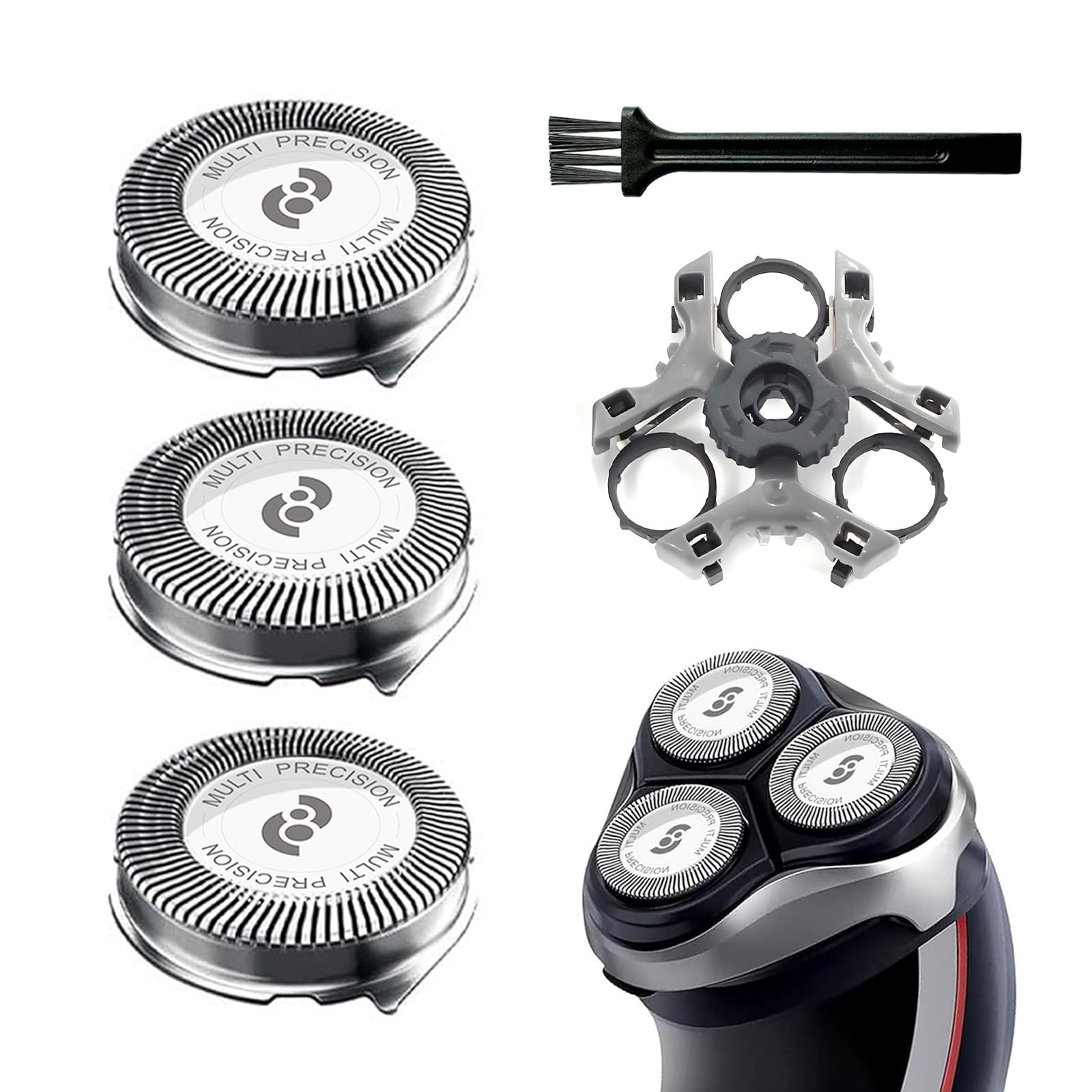 HQ8 Replacement Heads Compatible With Philips Norelco Aquatec Shavers, Replacement Blades For Norelco HQ8, 3pcs Blades With 1pcs Retaining Ring