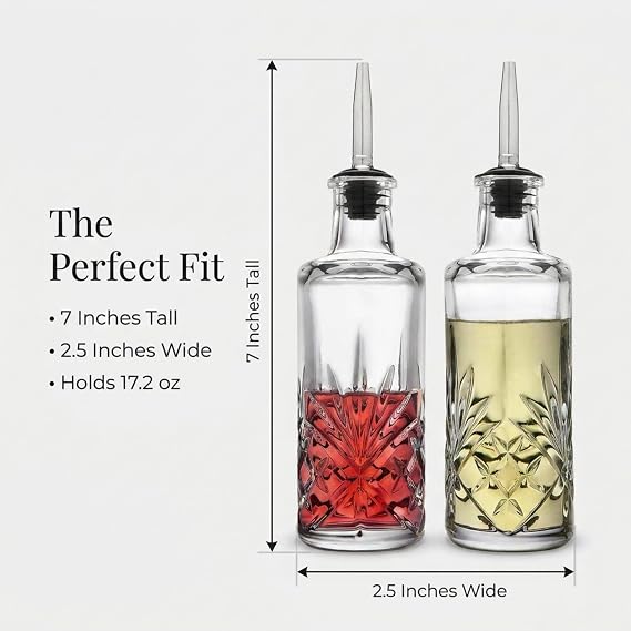 Godinger Oil and Vinegar Dispenser Cruet Set, Condiment Pourer Bottle - Dublin Collection