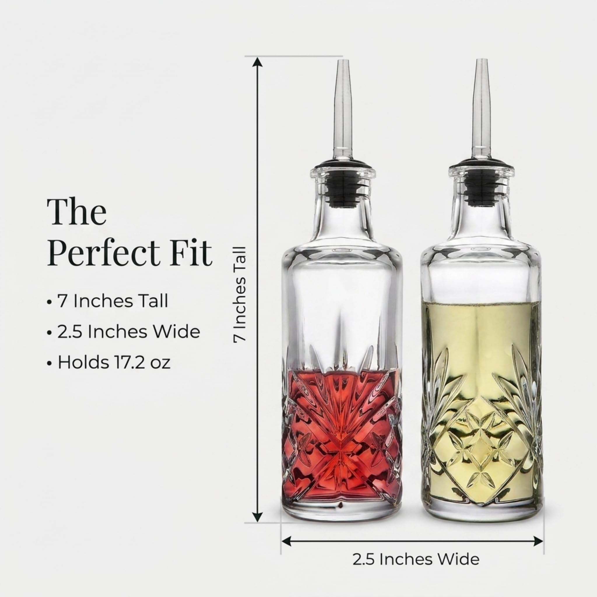 Godinger Oil and Vinegar Dispenser Cruet Set, Condiment Pourer