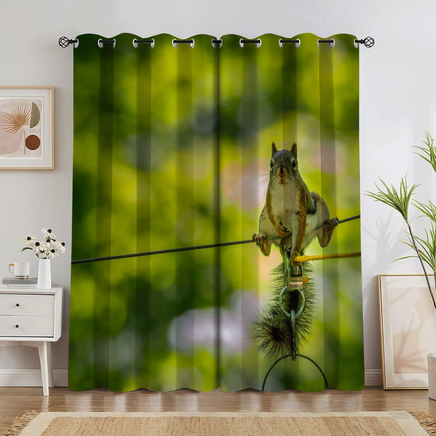 Generico Tende Scoiattolo Tenda Oscurante da Interno Piante verdi Tende Termiche Anti-Rumore per Interni 2 Pezzi 140x180 cm Ideali per Camera da Letto e Soggiorno H4396