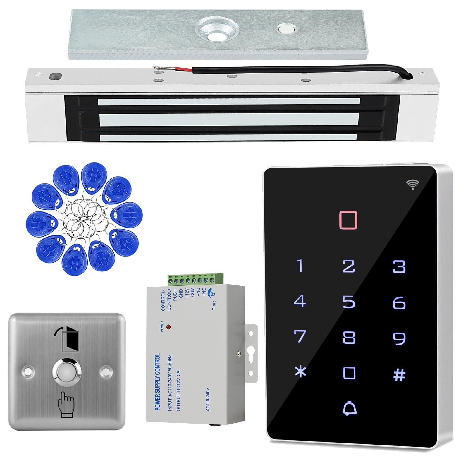 TUYA WiFi Teclado de Acceso de Seguridad Teclado RFID Impermeable Controlador Lector de Tarjetas 2000 Usuarios 180kg Cerradura Magnética Abridor de Puerta Alarma Salida