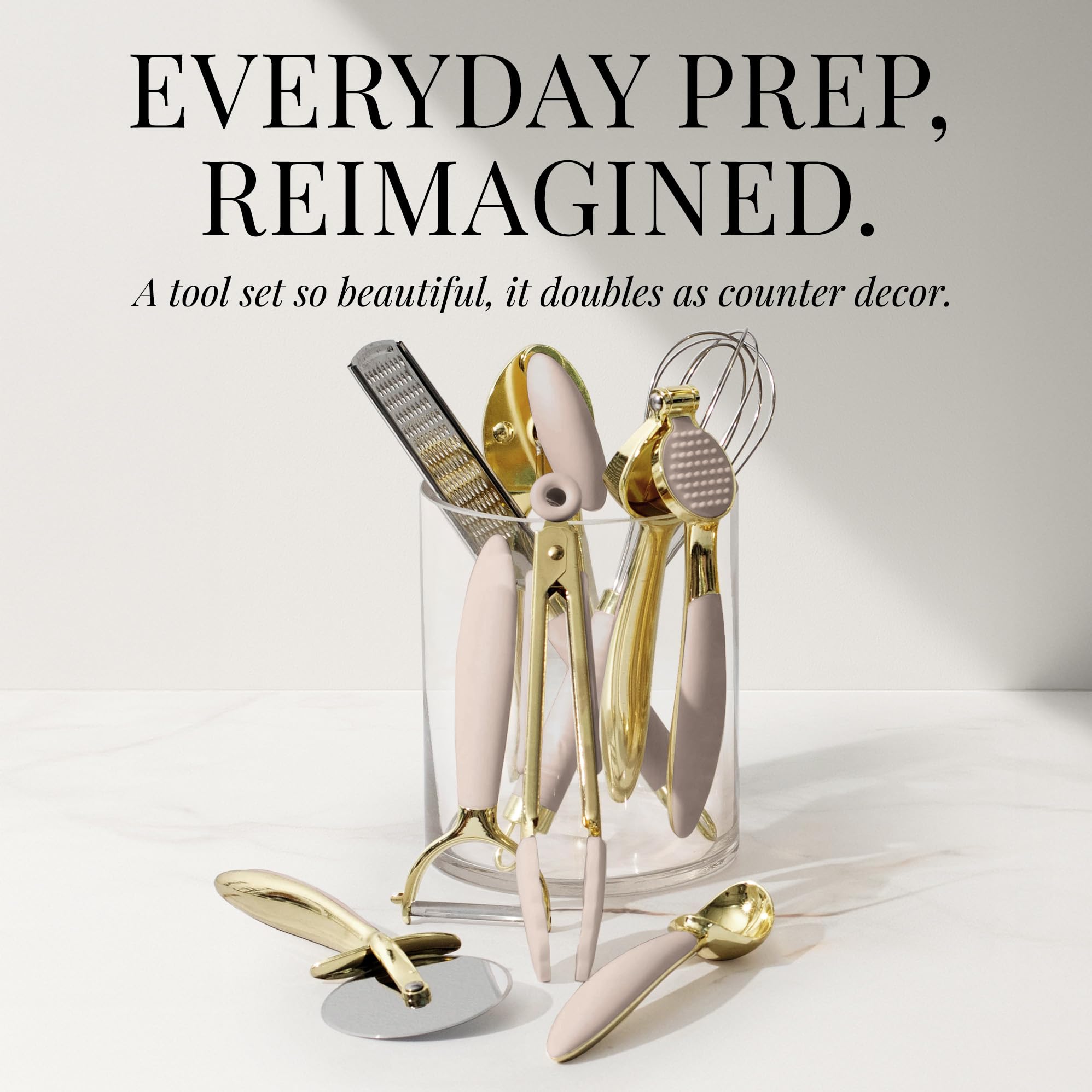 Amazon.com: Gold and Beige Kitchen Utensils Set – 8 PC Cooking