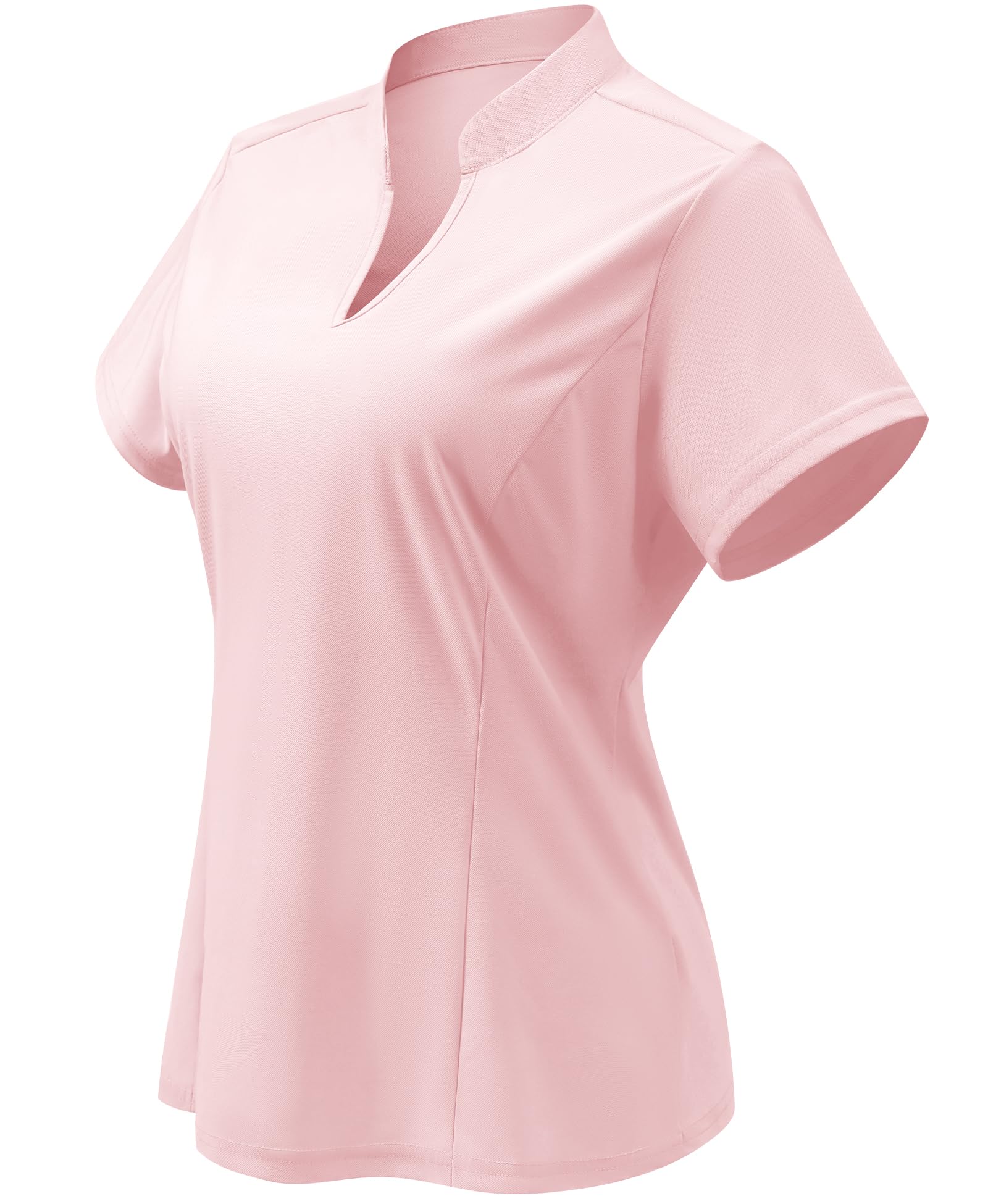 JoyGirl Womens Golf Polo Shirts Quick Dry Tennis Tops Shirt Collarless V Neck Pickleball Outfits for Women Moisture Wicking