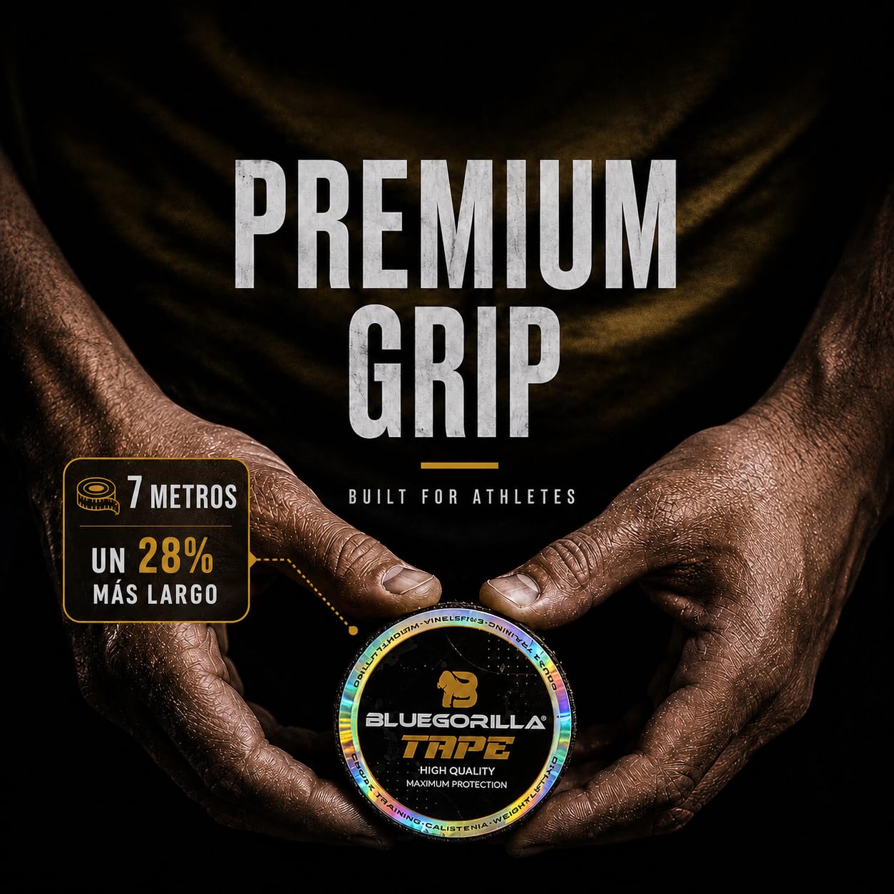 BlueGorilla Tape CrossFit Elástico (Pack 6 Rollos) - Esparadrapo Deportivo Flexible para Hook Grip y Dedos - Incluye Llavero de Regalo - 3.8cm x 7 m.