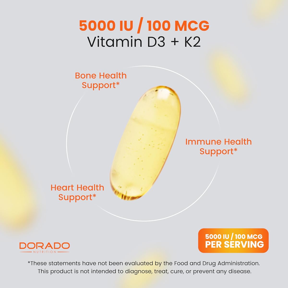 Vitamin D3 and K2 with Vitamin C - 5000IU + 100mcg - 180 Softgels by NutraChamp - Vegan, Non-GMO & Soy Free view 4