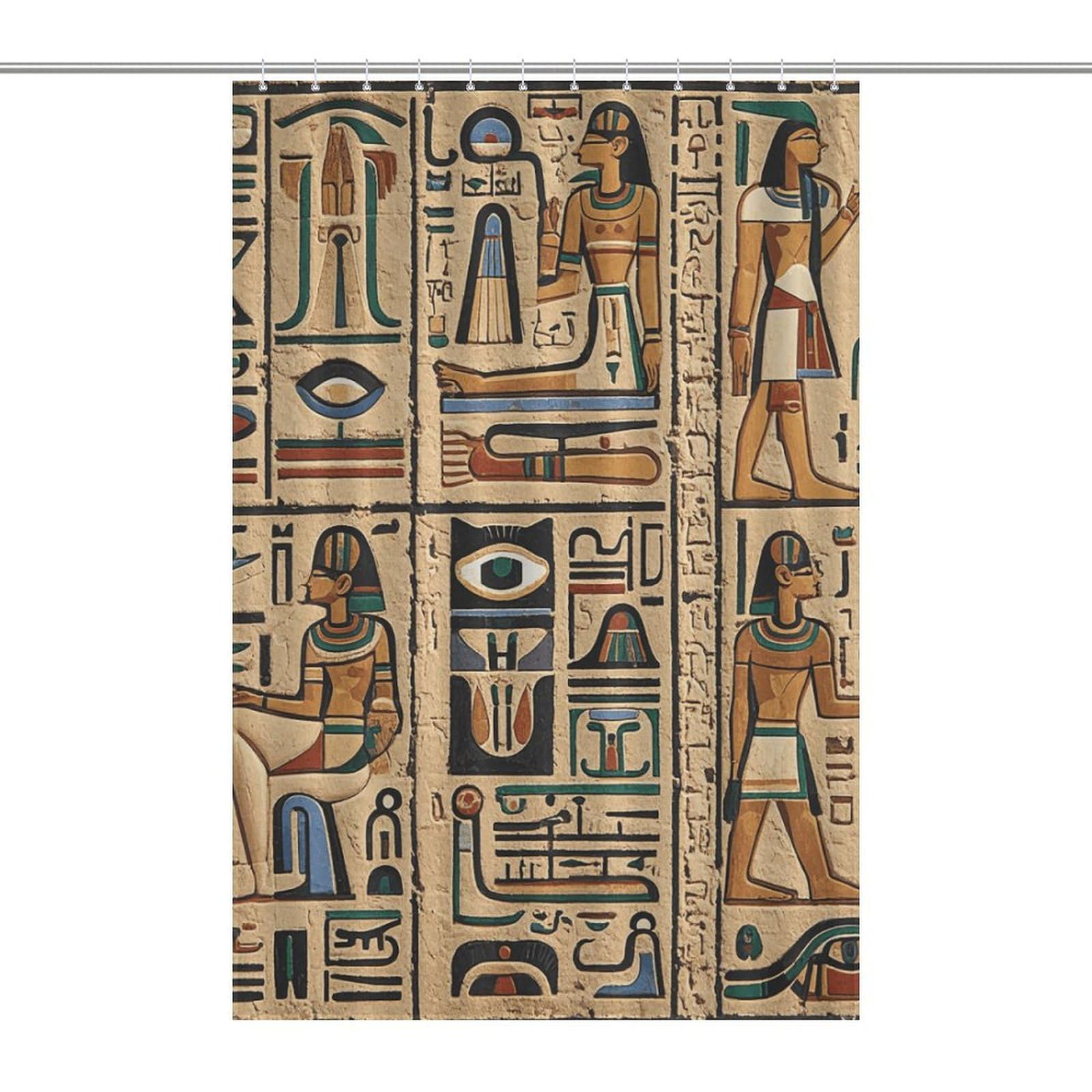 Rideau de douche imperméable égypte antique extra long lavable avec crochets
