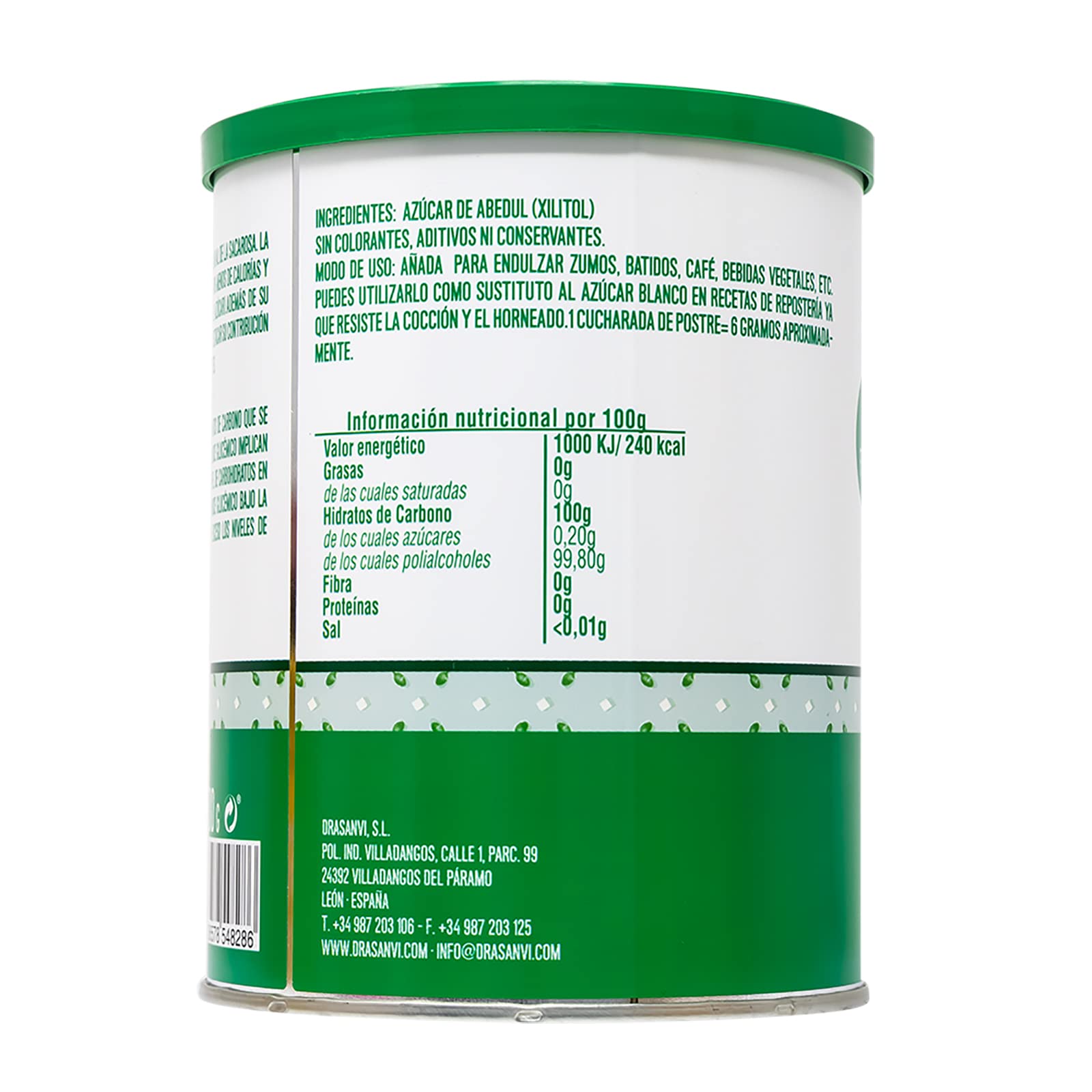 Drasanvi ECOSANA AZÚCAR ABEDUL CERTIFICADO BIO by - Bajo Índice Glucémico - VEGANO - SIN GLUTEN - 500g