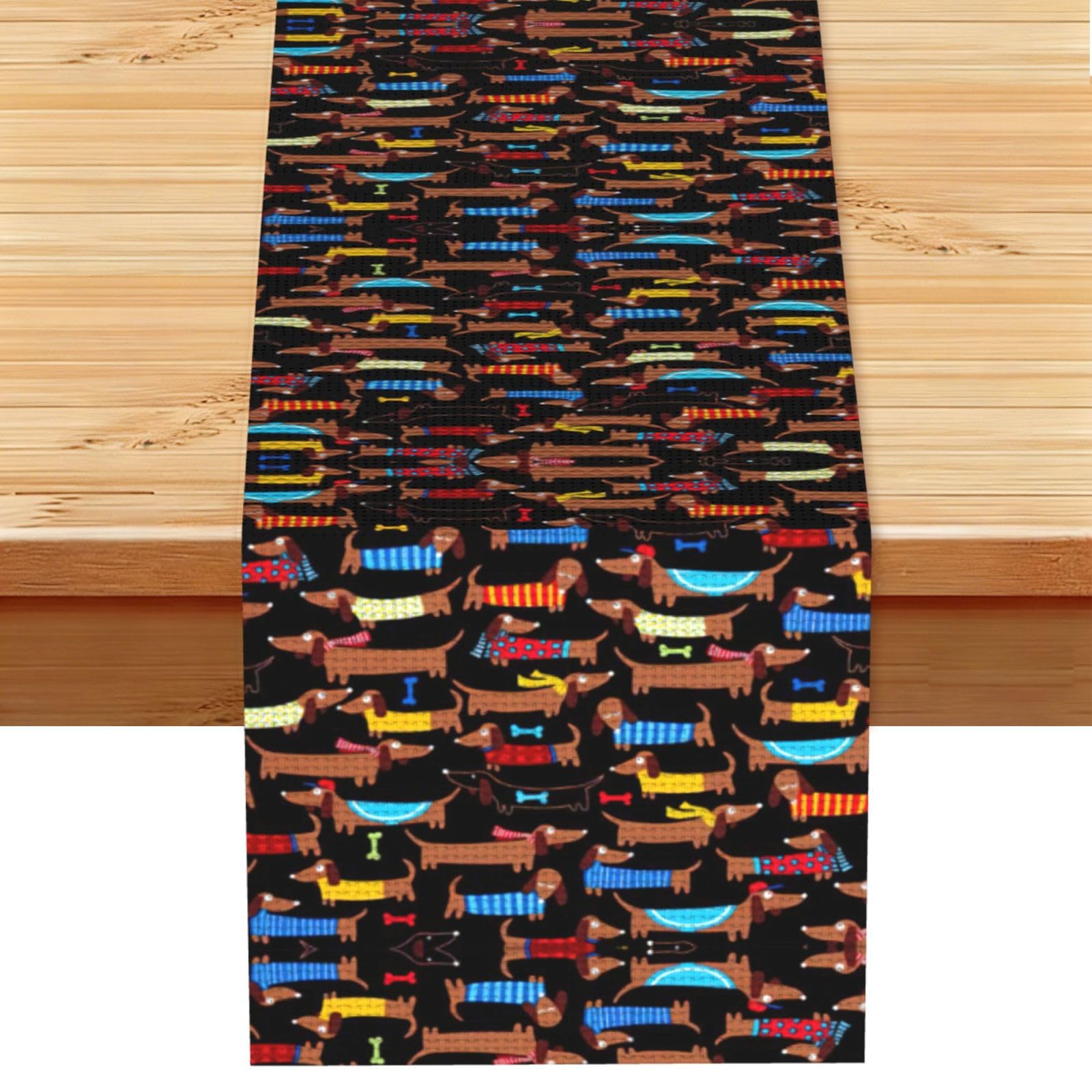 I Love My Dog Dachshunds Printed Dining Table Runner 13x72 Inch, Non-Fading Decor for Kitchen Dresser Fireplace Mantel