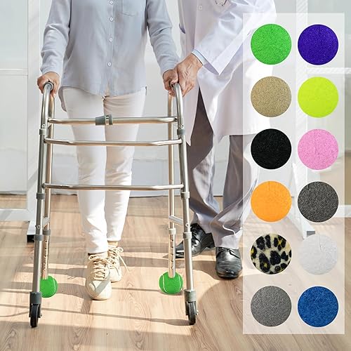 Miniatura 5 de LITIAN Paquete de 4 pelotas de tenis precortadas para caminantes, pelotas antideslizantes resistentes con almohadillas de fieltro para caminantes y
