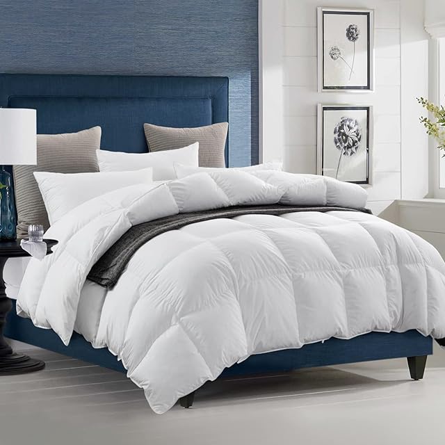 ELEMUSE Single Duck Down Duvet,Duck Feather Duvet 10.5 Tog Winter Warm All Seasons, 100% Cotton(Single 135x200cm, White)