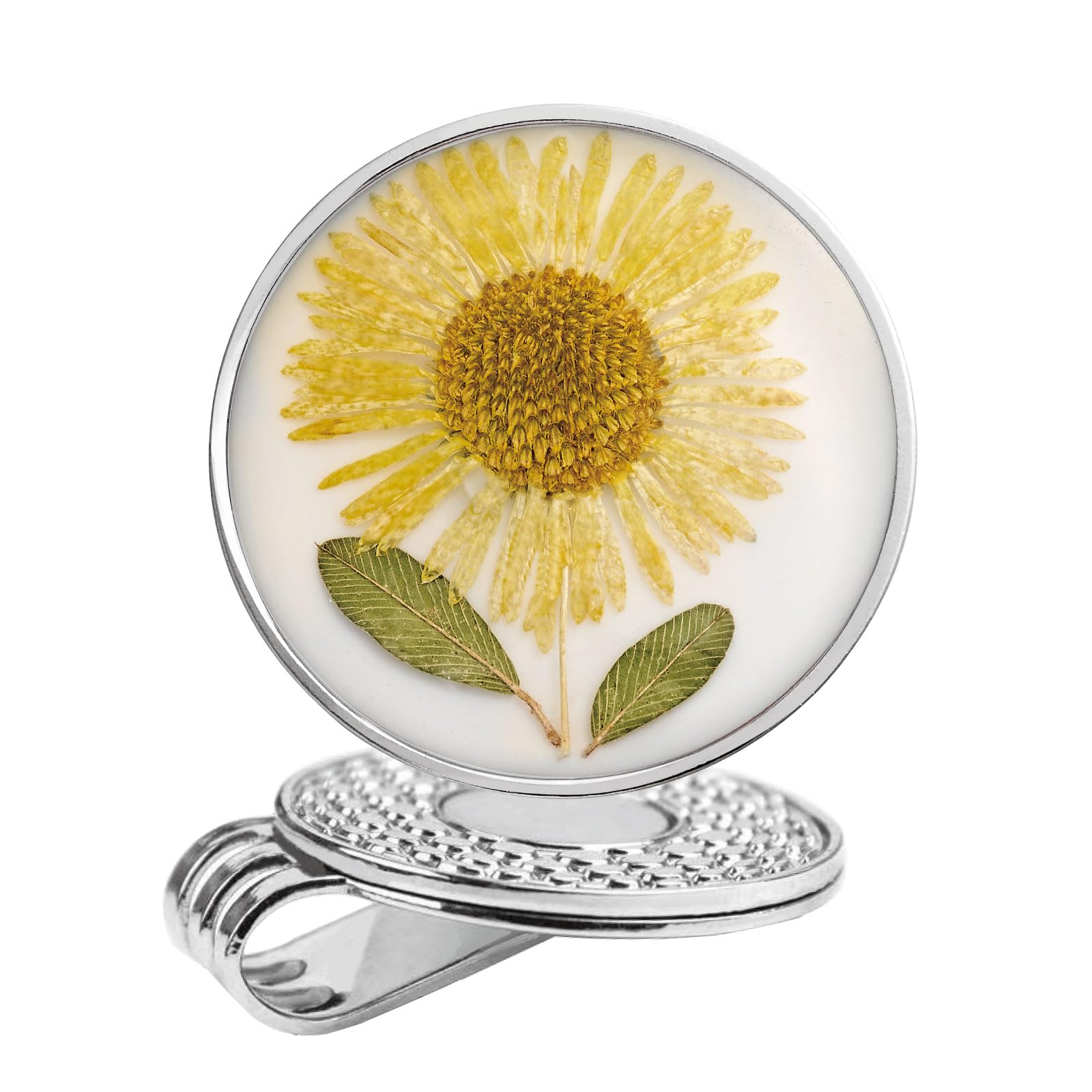 E TRUEE Golf Ball Marker hat Clip with Ball Marker, Handmade Pressed Flower Golf Marker, Golf Gifts, Golf Accessories for Women