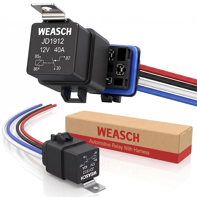 Kit de Relés Automotivos Weasch 12 V 40 A SPST 4 Pinos com Chicote 14 AWG – 2 unidades