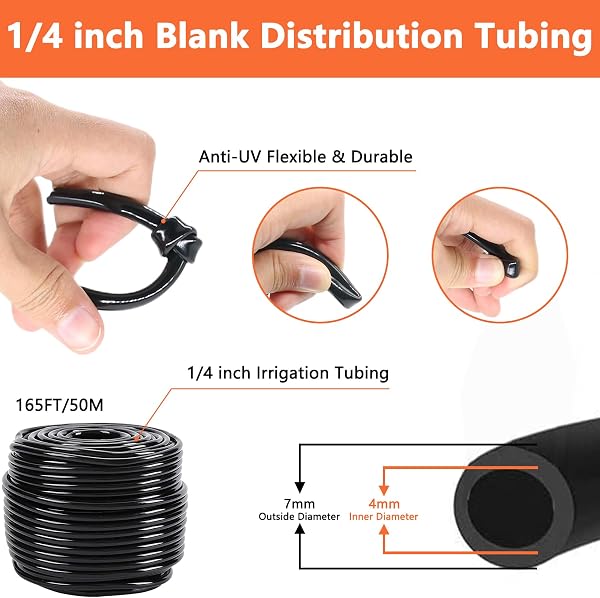 164FT/50M Irrigation System Kit, Automatic Watering System with Irrigation Tubing and Accessories, Drip Irrigation System for Greenhouse, Yard, Lawn, Plant (202PCS/50M Hose) - 3