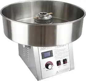 ANFIRE Máquina Profissional Comercial de Algodão Doce de 5 "Cabeça Giratória com Tigela de Metal de 24" e Rede Estabilizadora de Fio Dental