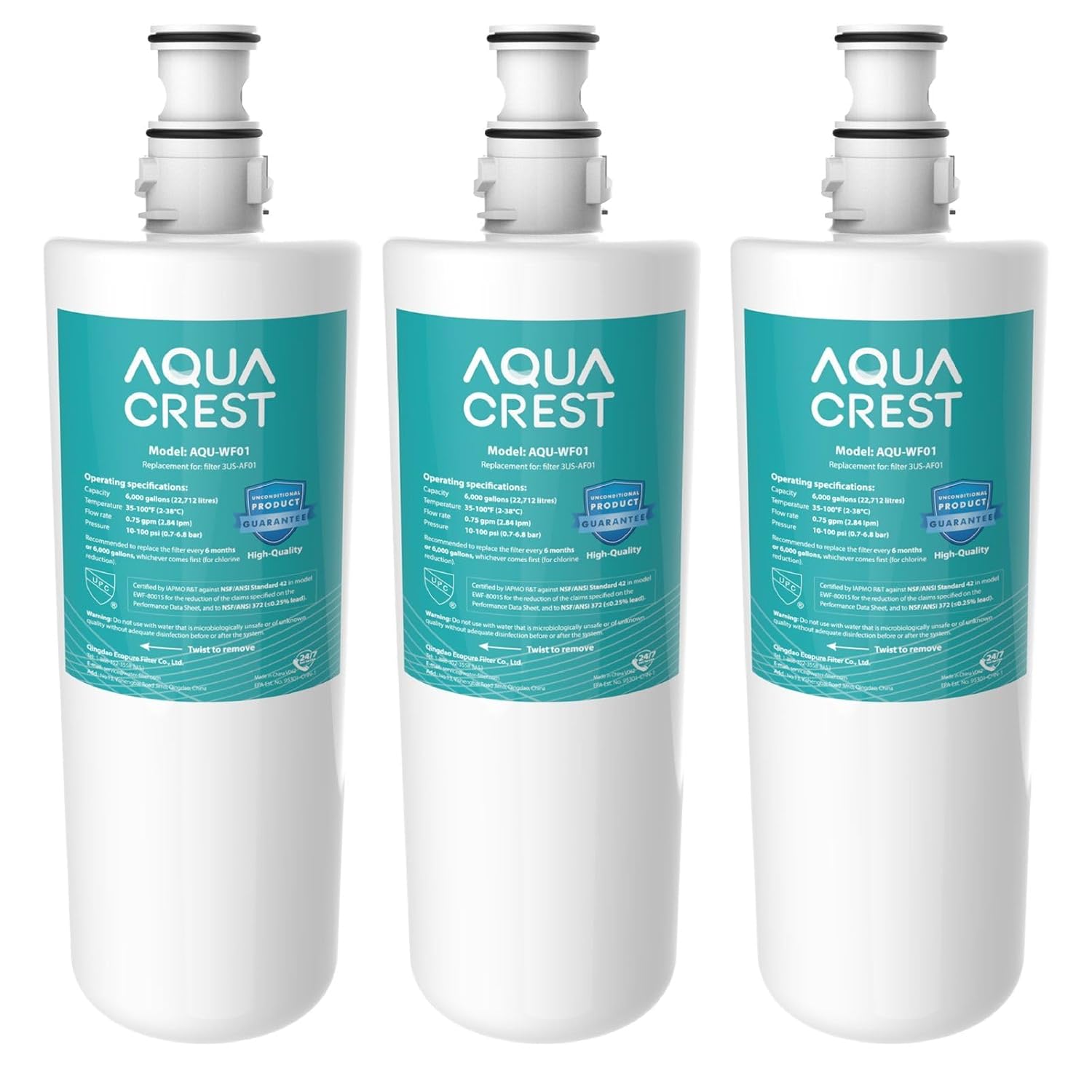 AQUA CREST 3US-AF01 Under Sink Water Filter Replacement for Standard Filtrete 3US-AF01 3US-AS01 Aqua-Pure AP Easy C-CS-FF WHCF-SRC