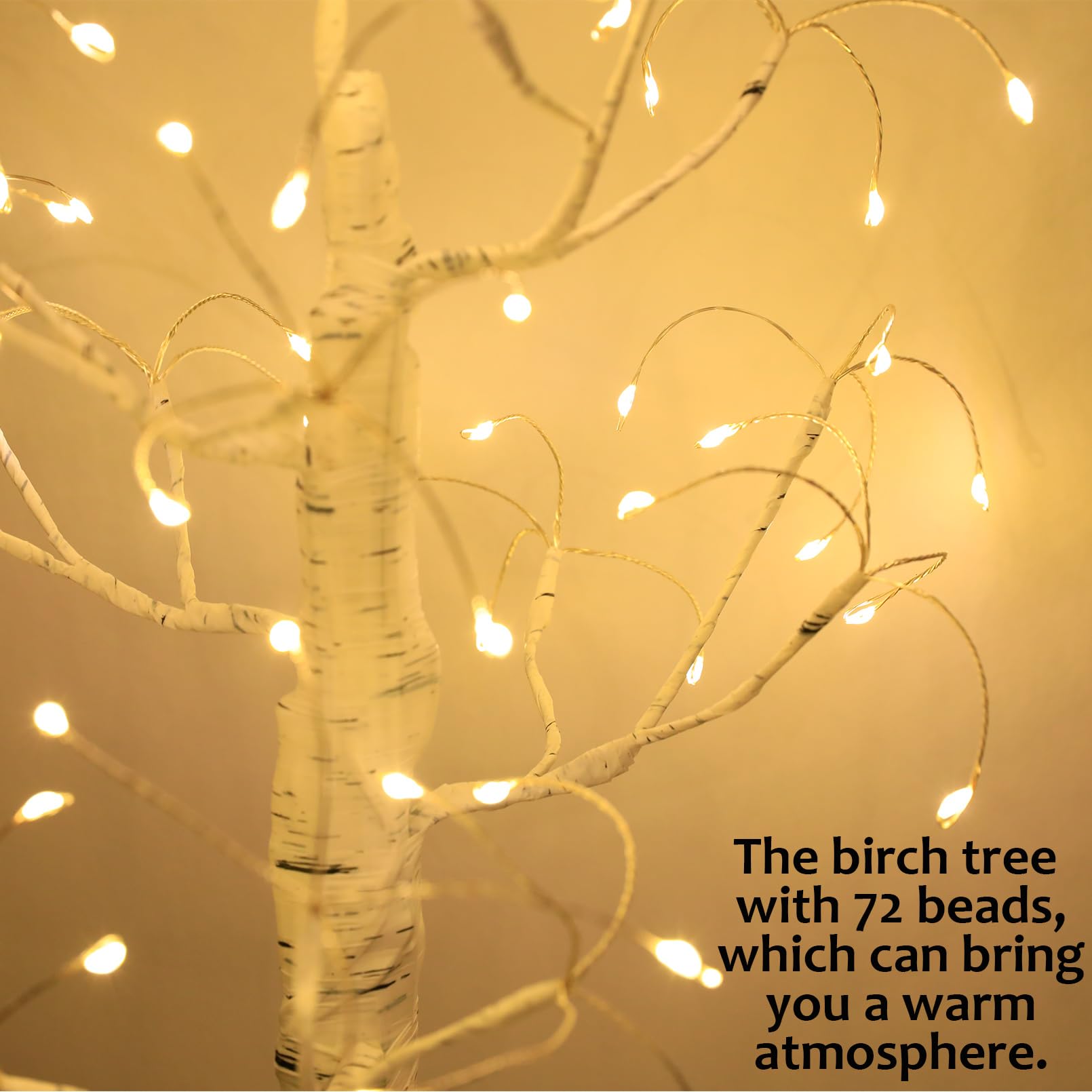 2 Pack White Birch Tree with 72 led Lights 22