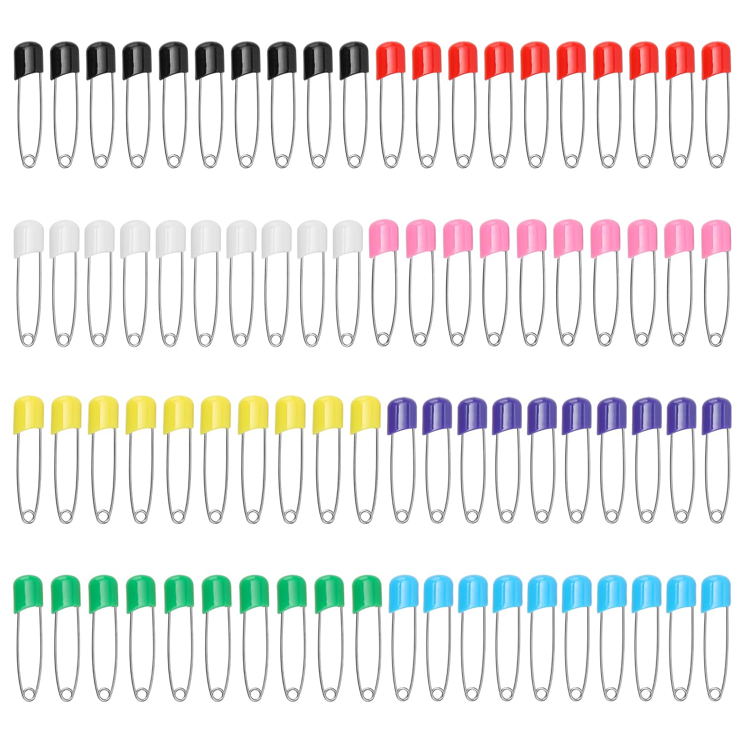 80 Pièces Épingle à Nourrice, 55 mm en Acier Inoxydable pour Bébé avec Fermeture Verrouillable Épingles à Couches sans Danger, pour Les Lingettes de Salive,Les Couches et Les Vêtements