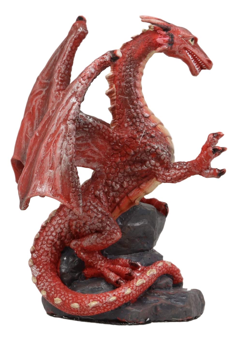 Ebros Figurine de collection en forme de dragon de lave rouge grimpant sur une roche volcanique 10,8 cm de haut