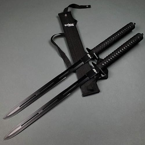 Juego de 2 piezas de 25 pulgadas, espada de machete doble, Katana, funda de nailon para colección, regalo o deportes al aire libre