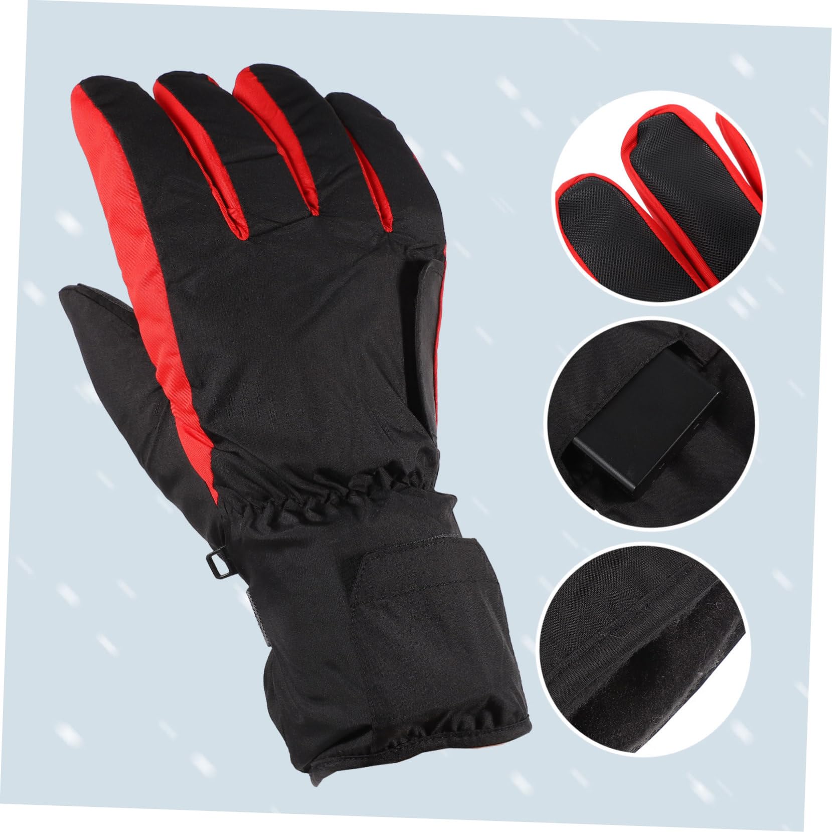 BESTonZON Guanti Riscaldati Invernali 4,5v, 1 Paio, Poliestere, Nero