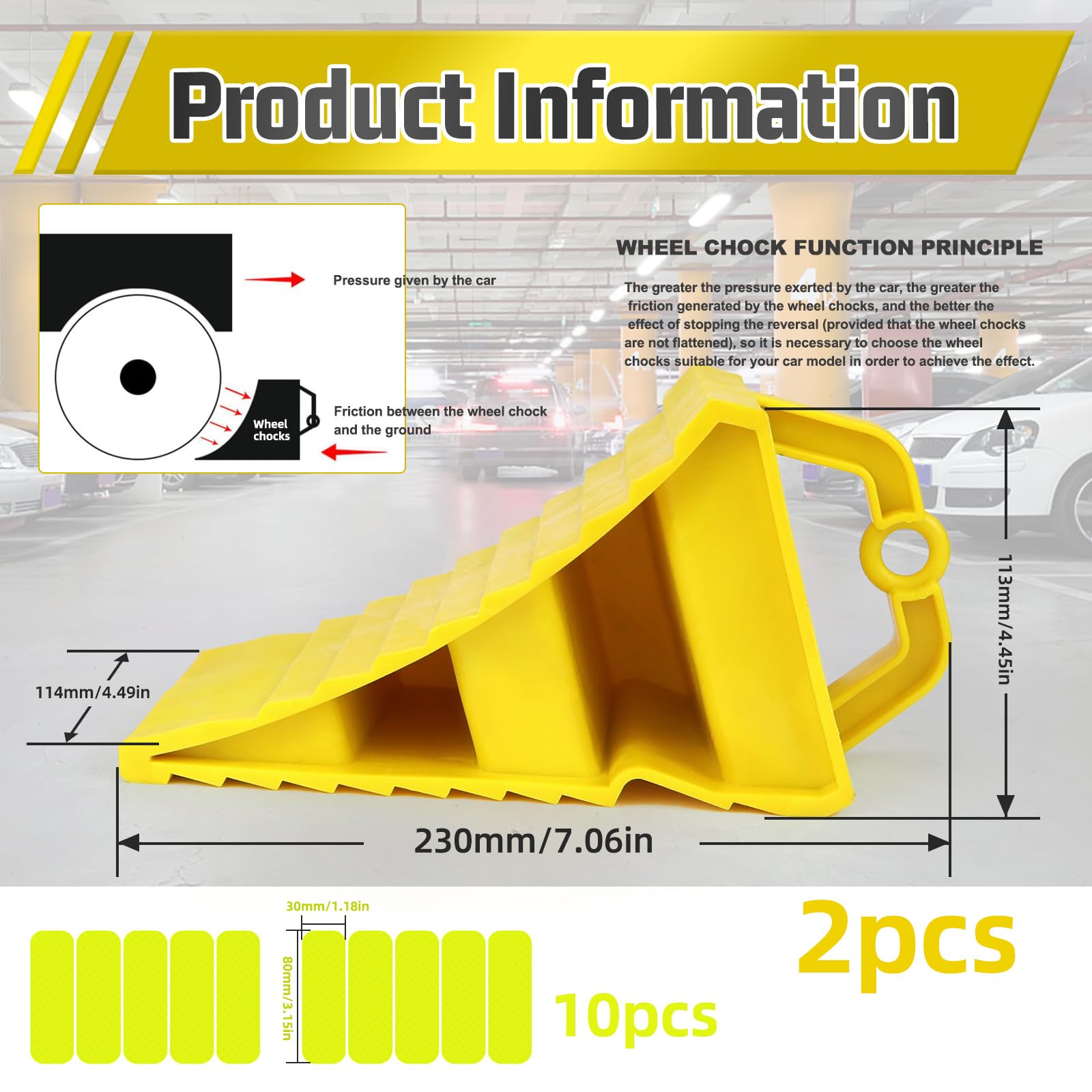 Cunei Pararuota In Plastica ABS - 2 Pezzi Con Adesivi Riflettenti Per Auto, Camper E Rimorchi - Foto 5