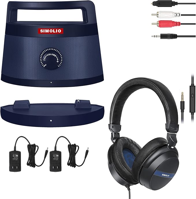 simolio portable wireless speakers for tv and stereo wired over ear headphones with mic volume control for pccomputerlaptoptabletphone
