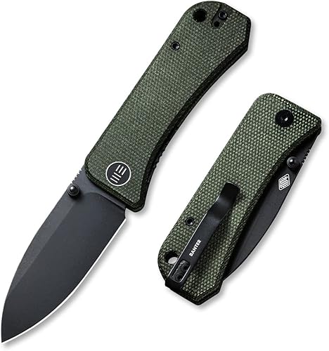 WeKnife Banter - Navaja de bolsillo para uso diario, navaja plegable de Ben Petersen con hoja de 2.9" S35VN, mango de micarta verde, abrebotellas de