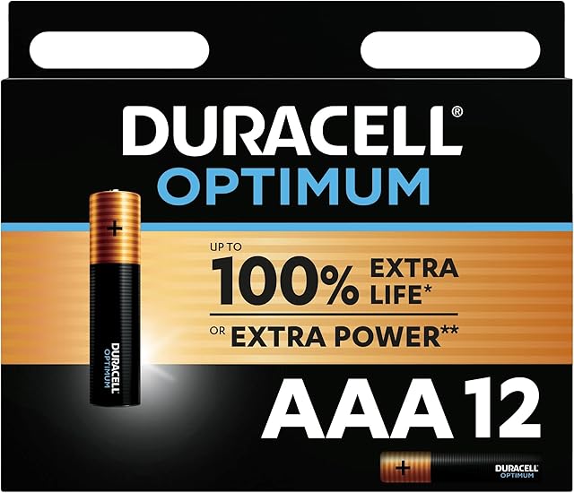 Duracell Optimum AAA Alkaline Batteries [Pack of 12], 1.5 V LR03 MX2400