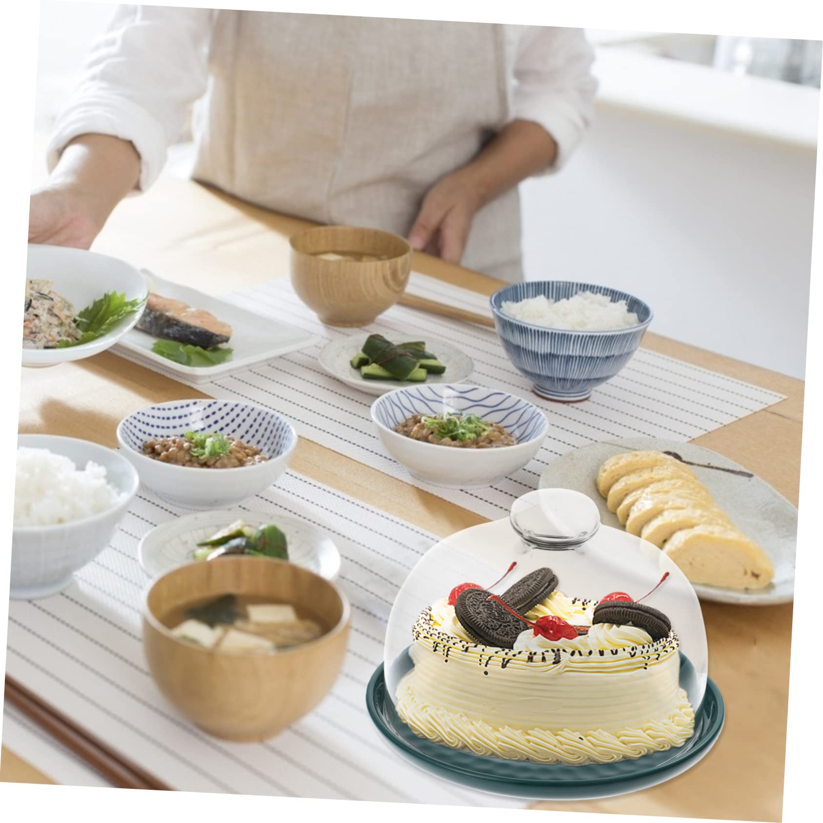 BESTYASH Dessertteller mit Deckel Grün für Kuchenpräsentation und Speisen