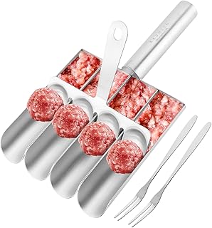 Meatball Maker Tool, Stainless Steel 4-in-1 Meatball Spoon Ball Maker with Cutting Spade, DIY Meatba