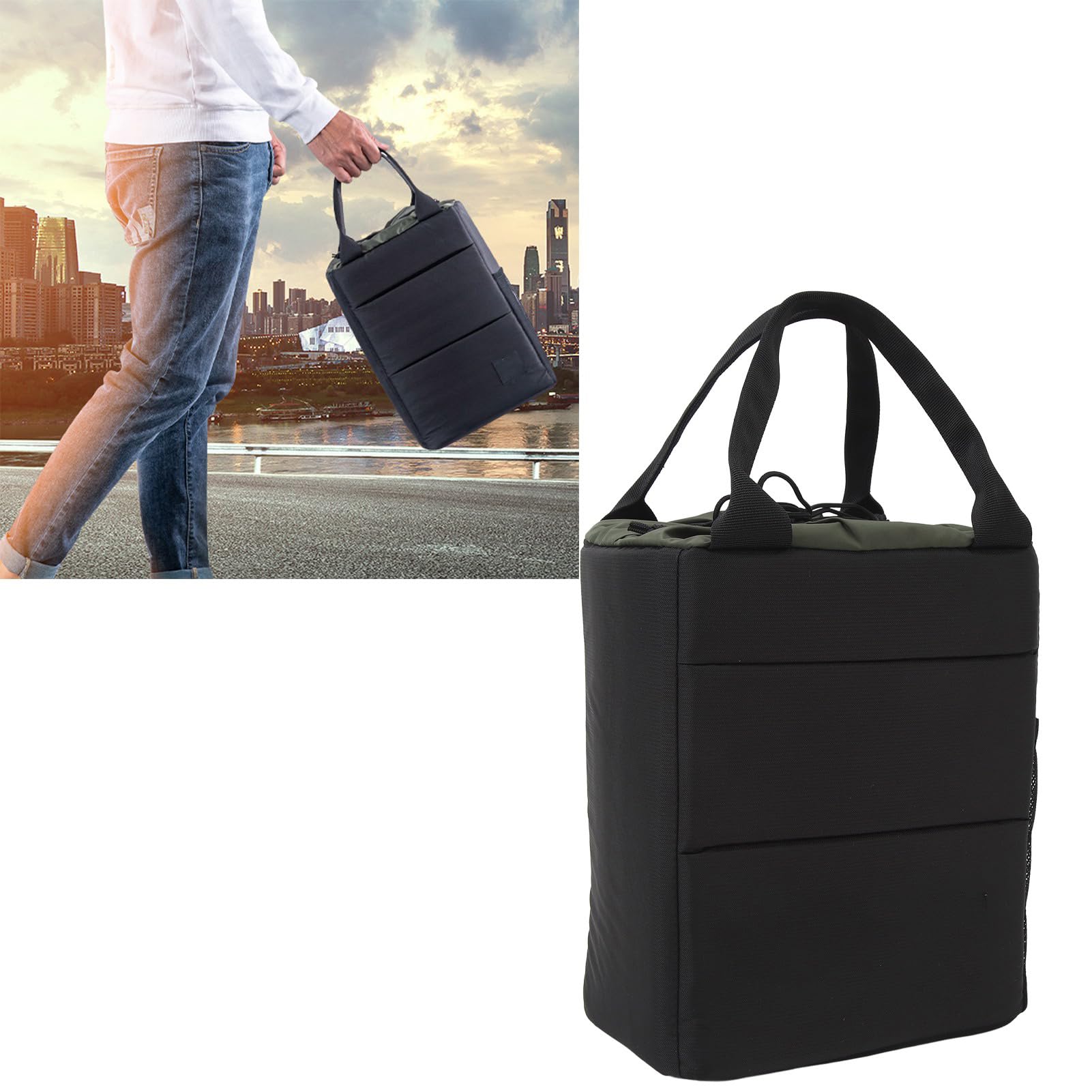 Custodia per fotocamera, tessuto impermeabile antiurto ispessito rimovibile separatore fotocamera borsa fotografica fodera di grande capacità morbida trazione a mano per A9 per R6, Nero e verde