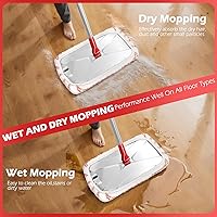 Vista 5 de Masthome Extra Large Microfiber Mop for Floor Cleaning, 16“ Flat Mop with 5 Pad for Wet & Dry Use, Dust Mop for Hardwood Laminate Tile Ceramic, 1