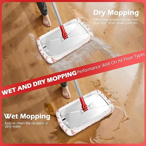 Miniatura 5 de Masthome Extra Large Microfiber Mop for Floor Cleaning, 16“ Flat Mop with 5 Pad for Wet & Dry Use, Dust Mop for Hardwood Laminate Tile Ceramic, 1