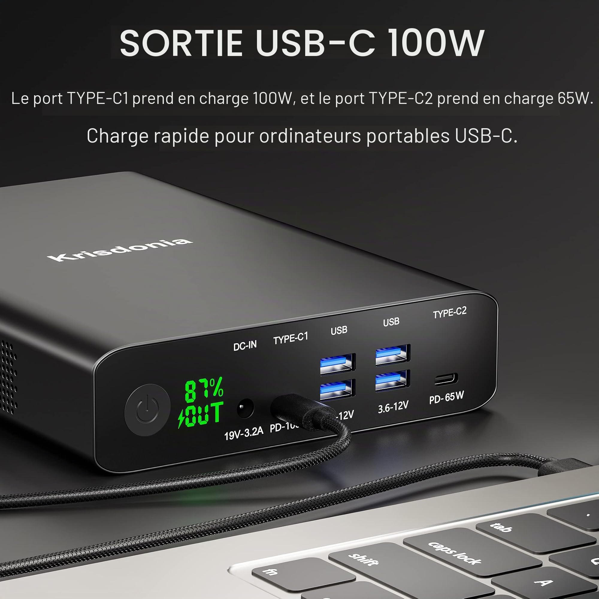 Batterie Externe 64000mAh avec Charge Rapide USB-C PD 100W