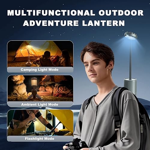 Miniatura 2 de HOPWINN Linterna de camping recargable portátil telescópica al aire libre luces de noche linterna 10000mAh batería lámpara flash luz ambiente