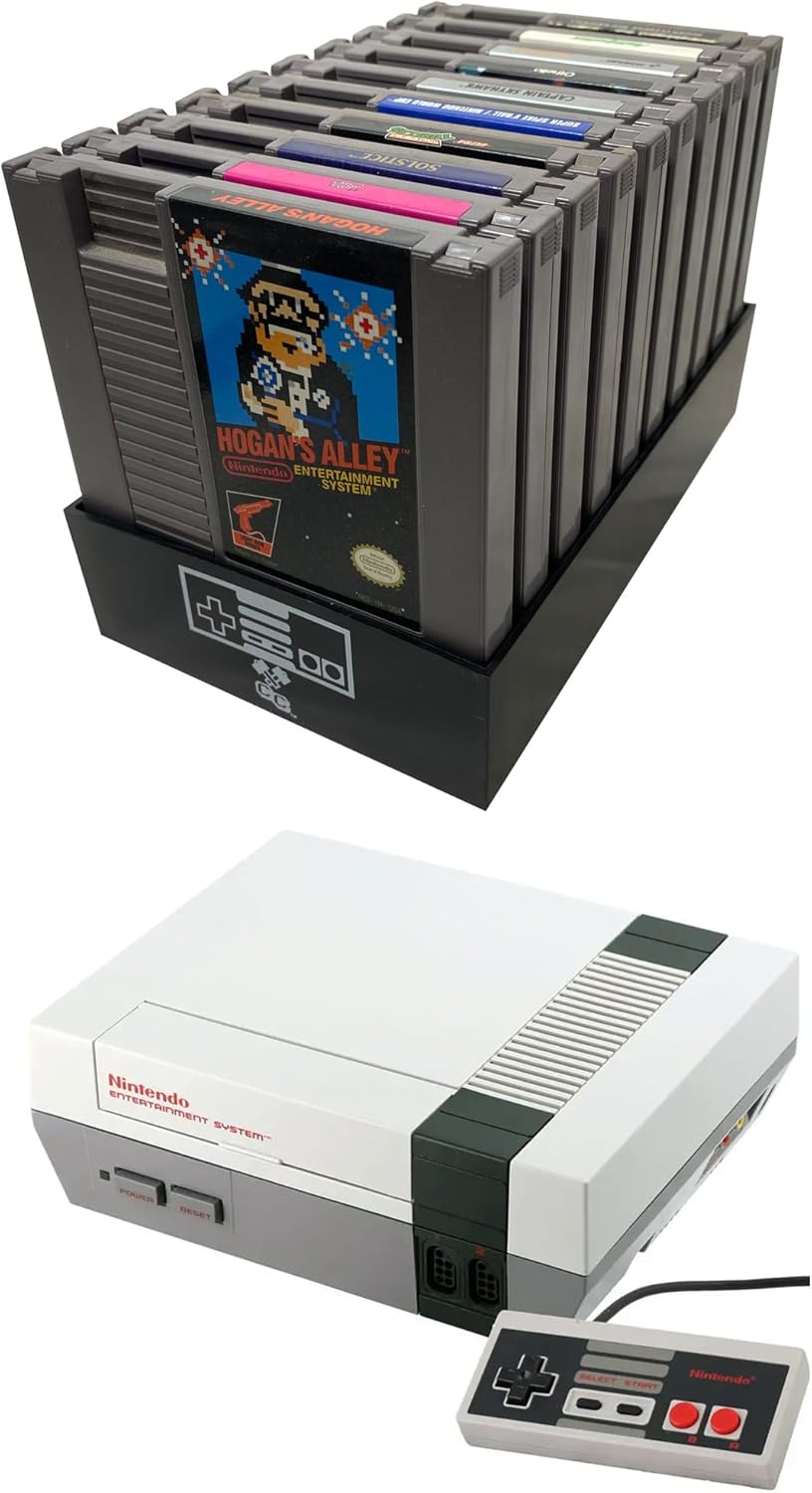 Collector Craft, Black, NES Compatible Cartridge Holder, NES Game Tray, Holds 10 Games, Clutter Reducing, Retro Video Game Collection, Works with Nintendo Entertainment System NTSC and PAL Cartridges : Video Games