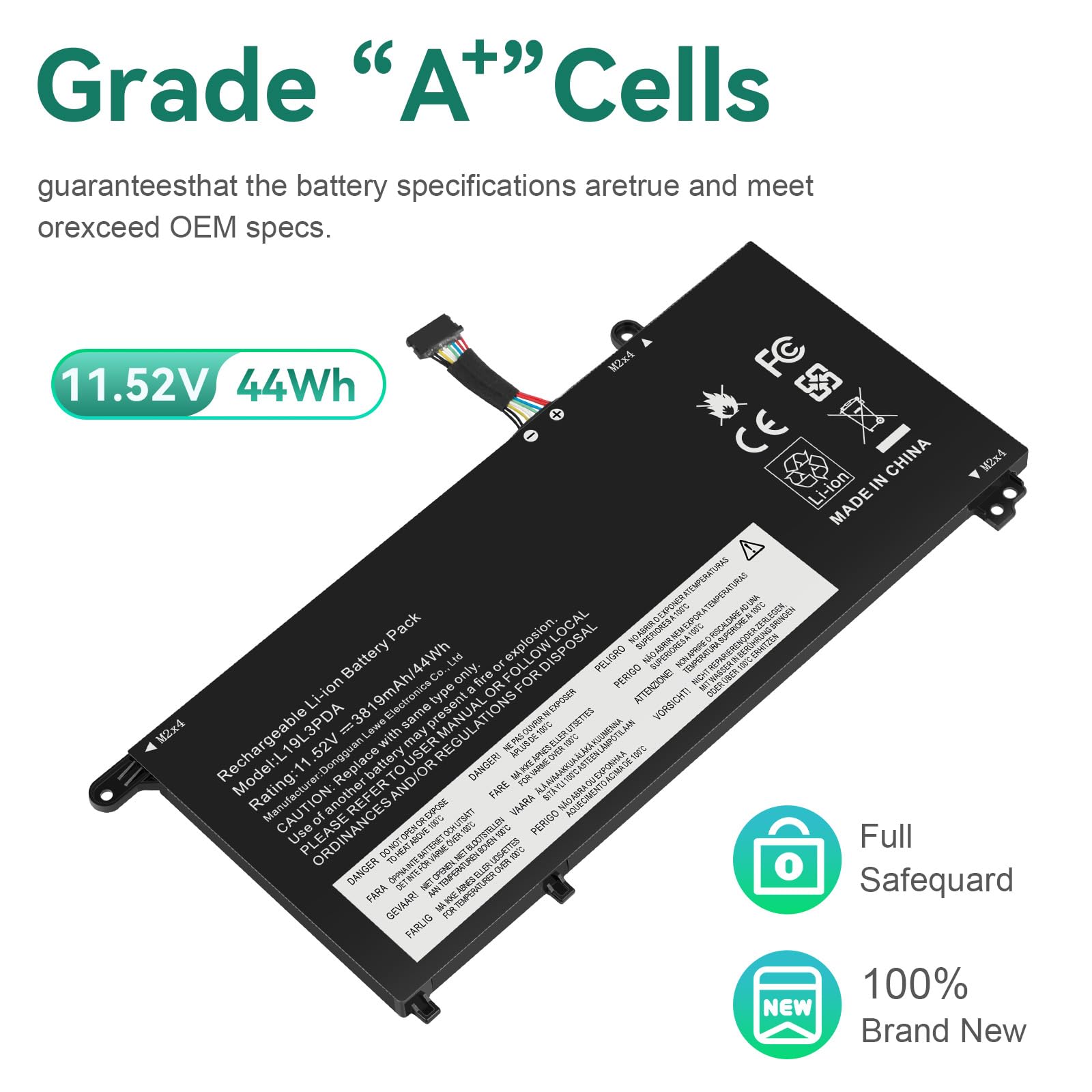 ASUNCELL 11.52V/44Wh L19L3PDA Laptop Akku für Lenovo ThinkBook 14 G2 ITL Are Series, 14 G3 ACL ITL Series, 14 G4 ABA IAP Series, 15 G2 Are ITL Series, 15 G3 ITL ACLSeries, 15 G4 ABA IAP Series